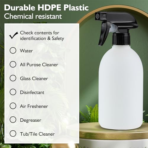 Aurnoet Spray Bottles (16oz/2Pack), HDPE Spray Bottle for Cleaning Solution, Plastic Empty Spray Bottles For Plants, Hairdressing, Training Pet and Diluted Concentrate - Leak Proof, Adjustable Nozzle
