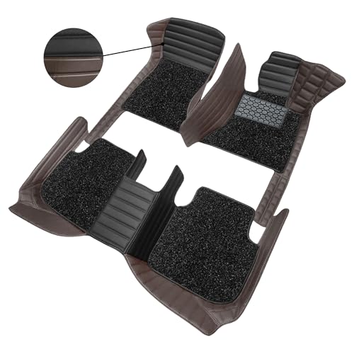 Image of 9D Combination Foot Mat | Waterproof | Anti-Slip | PU Leather | Full Coverage | All Weather | Custom Fitted | Car Mats | Compatible with Hyundai Venue 2019 - Black VT-Coffee