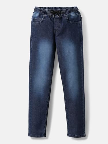 Image of Urbano Juniors Boys Mid Rise Regular Fit Washed Denim Jogger Jeans Stretchable