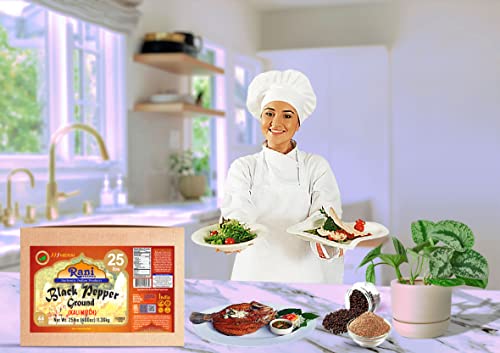 Rani Black Pepper Fine Powder 80 Mesh, Premium Indian 400Oz (25Lbs) 11.36Kg Bulk Box ~ All Natural | Vegan | Gluten Friendly | Non-Gmo | Kosher | Indian Origin #TOP1