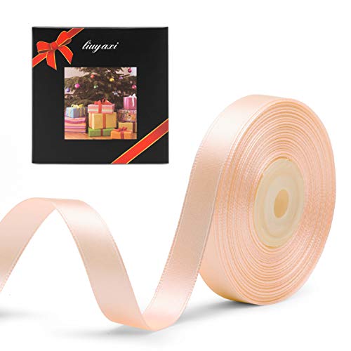 Image of Solid Color Double Faced Peach Satin Ribbon 1 /2 inch X 25 Yards, Ribbons Perfect for Crafts, Wedding Decor, Bow Making, Sewing, Gift Package Wrapping and More