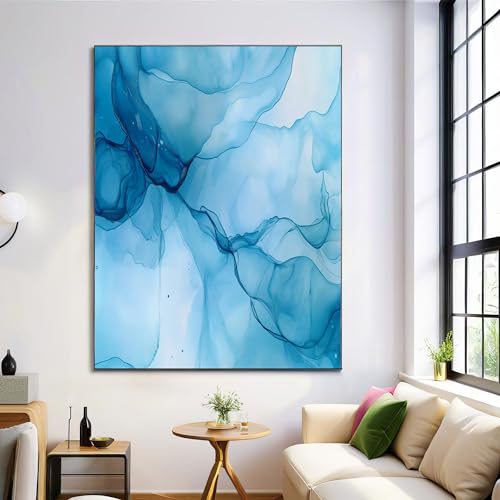 Póster en lienzo de tinta mármol y acuarela abstracta de 70x100cm con diseño artístico de pared