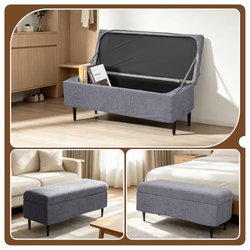 Image of FUANGUI Waterproof Ottoman Cover Slipcovers Rectangular Folding Stretch | Storage Bench Footrest Sofa Stool Covers Footstool Protector with Elastic Bottom, Removable Washable,Medium