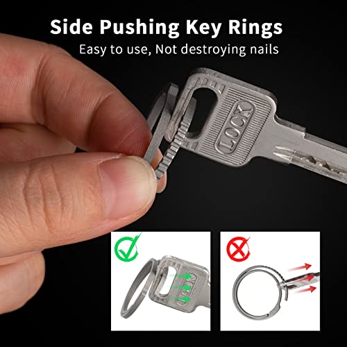 Image of TISUR Titanium Keychain Rings,Carabiner Dog Tag Key Chain Rings