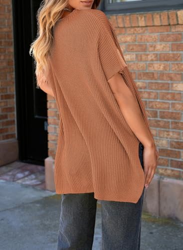 SHEWIN Womens Tops Crewneck Short Sleeve Sweater Causal Tunic Tops Lightweight Summer Sweaters for Women3