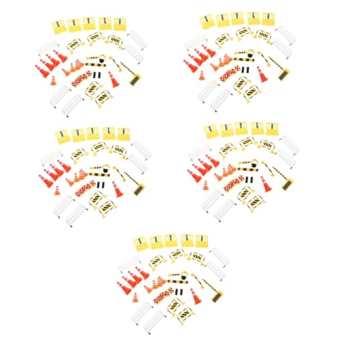 VILLCASE 5 Sets Road Block Toys for Boys and Girls Play Traffic Sign Set Small Traffic Cones Boys and Girls