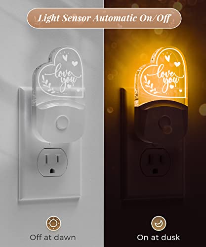 Love You Night Light Gift for Birthday, LOHAS LED Night Light for Adults, Dusk to Dawn, 3 Lighting Modes, RGB+Soft White 3000K, Heartwarming Gifts for Mom, Dad, Wife, Teacher, Room Decor, 2 Pack - Image 5