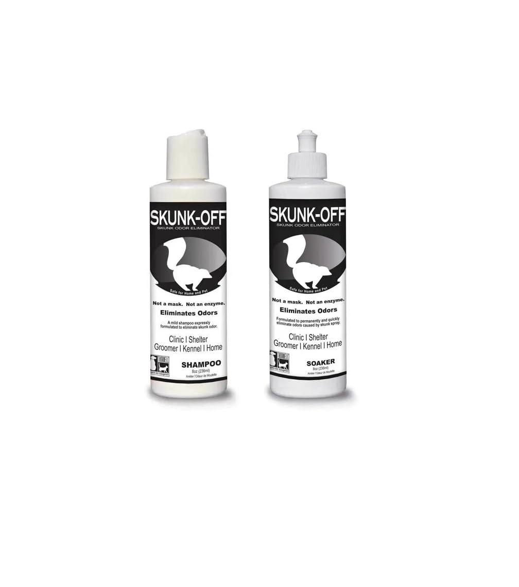 Skunk Off Shampoo and/or Odor Remover Gentle Safe Pet Formula Neutralize Odors Choose 8 oz, 32 oz, or Gallon (8 Oz Shampoo and Soaker Combo)