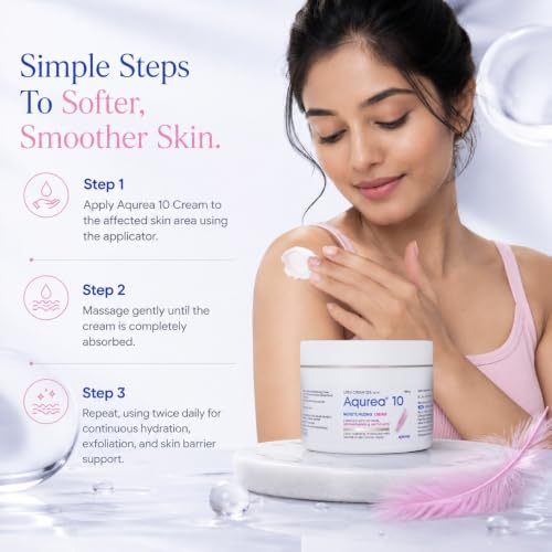 Image of AQUREA Cream 10% - Deep Moisturising & Exfoliating Cream for Dry, Rough & Thickened Skin with Triple Action Hydration, Keratolytic & Barrier Repair - Dermatologically Safe - 100gm