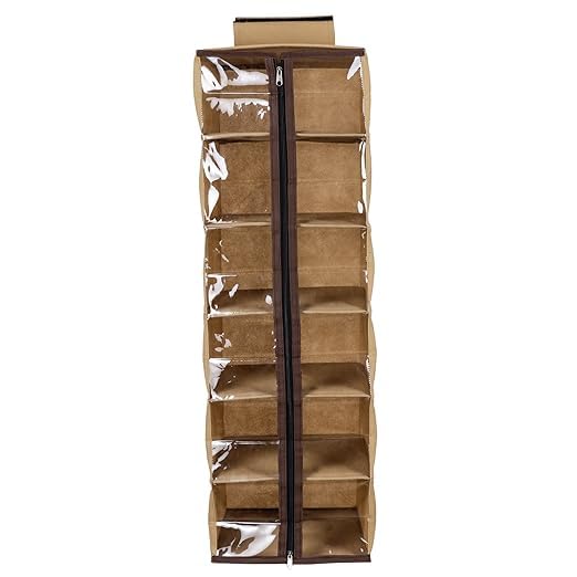 UNICRAFTSNon Woven 6 Foldable Hanging Shelf Closet Wardrobe with Zip | Clothes Organizer & Storage Hanger | for Family Closet/Bedroom/Almira (Pack of 1-Beige)