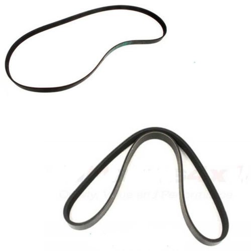 BRITPART MAIN PRIMARY DRIVE LONG SERPENTINE BELT AND SECONDARY A/C COMPRESSOR BELT SET OF 2 COMPATIBLE WITH LAND ROVER RANGE ROVER FULL SIZE 2003-2005 M62 V8 BMW ENGINE MODEL PART: LR051050 PQS000220