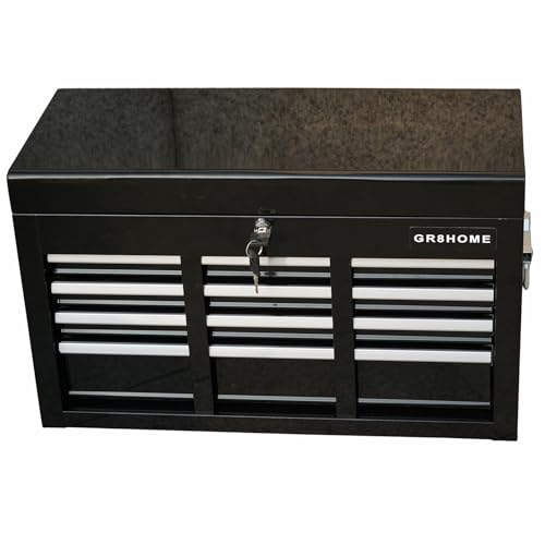 Gr8 Home Black Heavy Duty Metal 6 Drawer Portable Tool Storage Chest Lockable Box Organiser with Carry Handle And Drawers