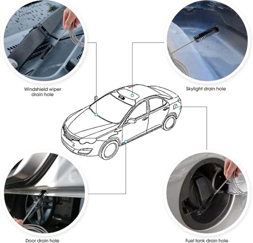 Flexible Doppelkopf Reinigungsbürste 155cm, Doppelseitige Schlauchbürste aus Edelstahl für Rohre, Schmales Abflussloch Schwarz