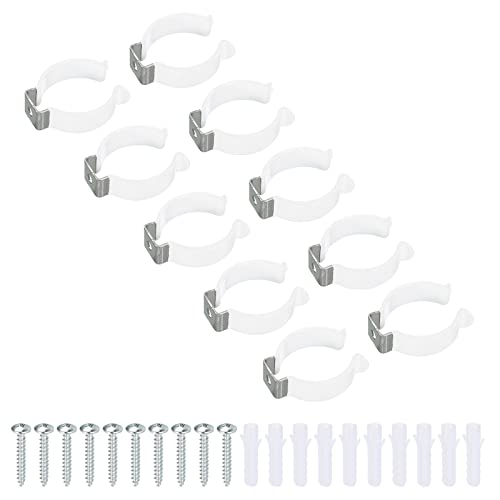 MECCANIXITY T12 U Clips Holder Bracket for LED Light Bulb Mounting Bracket Support Stainless Steel Fluorescent Tube Holder Screw Pipe Clamps Spring Holder Tool Clips, White Pack of 10