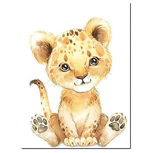 Peinture murale sur toile et impression animale jaune 60x80cm sans cadre