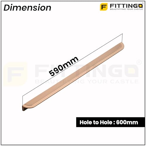 Image of VEZEL Aluminium Wardrobe Handle - Modern Cabinet Pull for Wardrobe, Drawer & Furniture, PVD Rose Gold, 600mm - Pack of 2-| 3 Years Warranty |