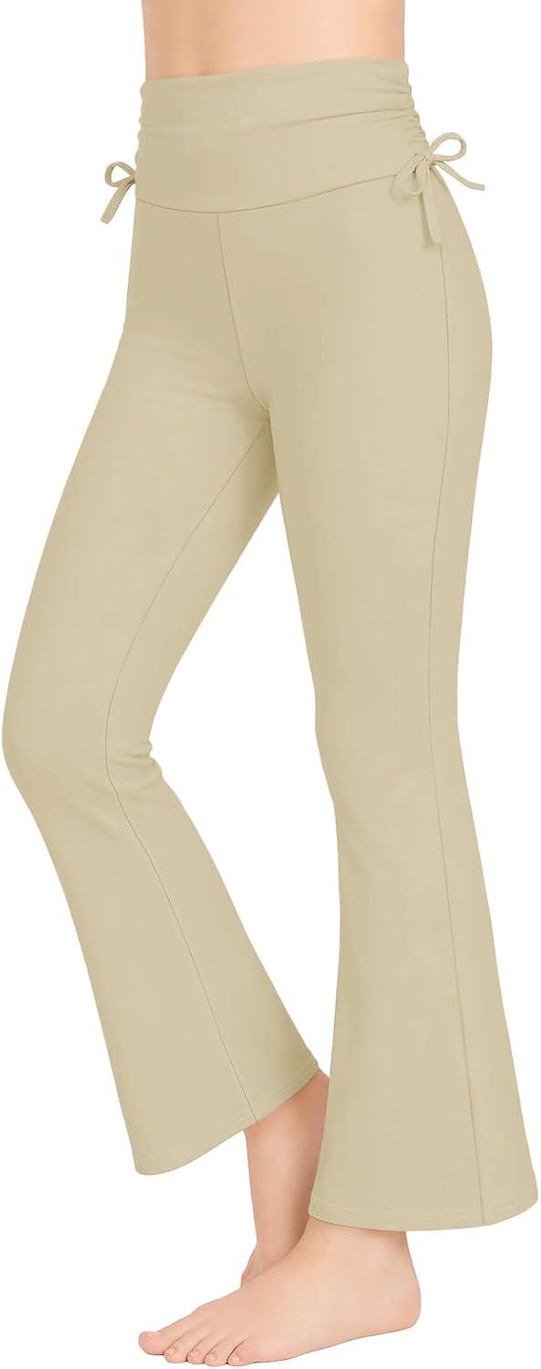 Haloumoning Girls Flare Leggings Bell Bottom Ruched High Waist Yoga Pants