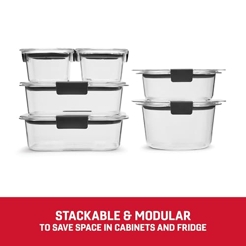 Image of Rubbermaid Brilliance Round and Rectangular Leak Proof Food Storage Containers, 12 Piece Set