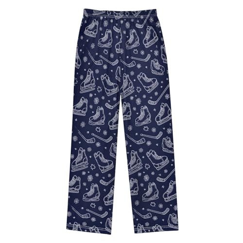 Ice Hockey Blue Design Lounge Pajama Pants Soft PJ Bottoms for Sleepwear Ages 6-14 Years2