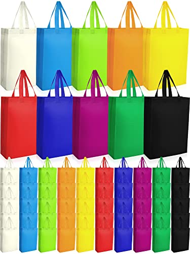 72 Pcs Non Woven Tote Bags Reusable Gift Bags with Handles Bulk Gift Bags Foldable Bag Grocery Bags for Christmas Birthdays Wedding Party Favors Grocery Shopping Holiday Presents