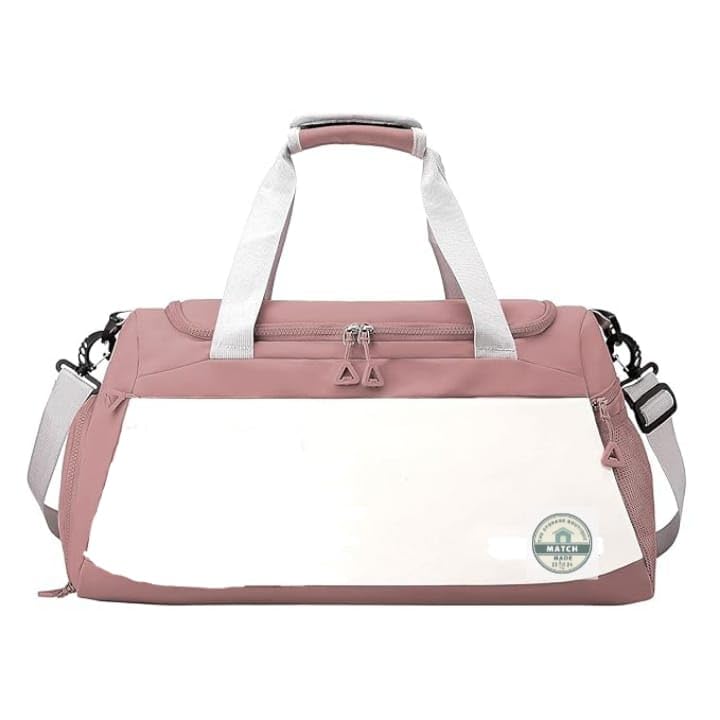 Match Made Imported Travel Duffle Bag Multi- Pocket Sports Shoulder Bag for Women with Wet Pocket & Shoe Compartment Weekender Overnight Travel Luggage Bag (Pink)