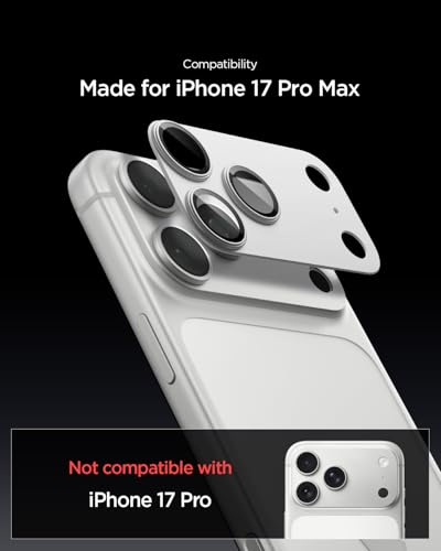 Image of Spigen Glas.tR EZ Fit Optik Pro XL Tempered Glass Camera Lens Protector for iPhone 17 Pro Max - Silver [1 Pack]