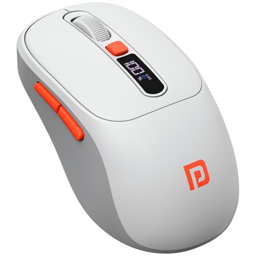 Portronics Toad 9 Wireless Bluetooth Mouse with Dual Wireless (BT + 2.4 GHz), Smart LED Display, Rechargeable Battery, Forward & Back Button, Multi-Device Pair, Upto 4800 Dpi Sensitivity(White)