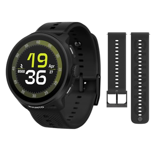 SUUNTO Run Sport Watch, Running GPS Watch All Black (w/Silicone Strap) 22 ATH6 Silicone Strap All Black S+M
