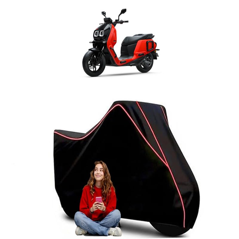 Image of E-Bike Wolf Plus Scooty Bike Cover Water Resistant Outdoor Use Universal Fit Scooters Motorcycles Heavy Duty UV Protection Dust Rain Scratch Resistant Elastic Bottom Black Blue Piping