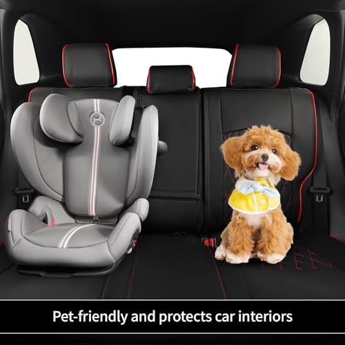 Image of EKR Rav4 Seat Covers Custom Fit for Toyota Rav4 (Hybrid) LE /XLE Premium 2026, Leather Car Seat Cover Full Set for SUV,Faux Leather(Black with Red Piping)