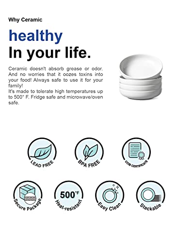 Le Tauci Large Pasta Bowls, 45 Ounce Salad Bowls And Serving Bowls, Soup Bowl, 8.5 Inch Ceramic Pasta Plates, Set Of 4, White #TOP7