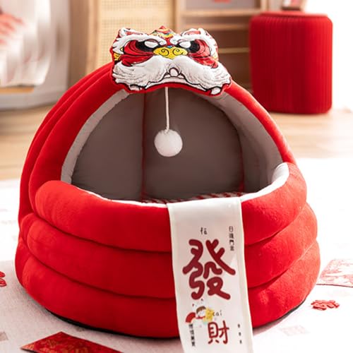 猫 ベッド あったかい ペットハウス 冬用 ペットベッド 小型犬向け 猫 ハウス 洗える 犬ベッド おしゃれ 犬ハウス 防寒対策 室内用 滑り止め ふわふわ 通気性 クッション付き 猫犬用 快適 レッドW02