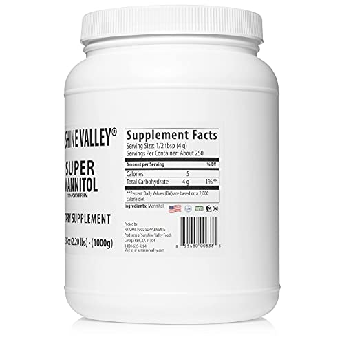 Sunshine Valley Super Mannitol Powder—Healthy And Natural Sweetener For Better Digestive Support—Ultra-Pure Organic Powdered Sugar Substitute—100% Vegan, No Gmo, Gluten-Free, Low Glycemic Sweetener #TOP7