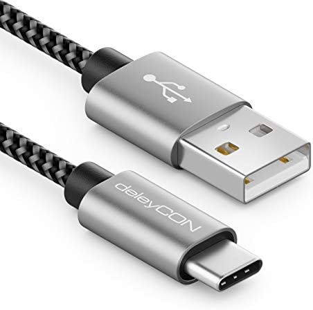 deleyCON 1,5m Nylon USB-C Kabel Ladekabel Datenkabel USB Typ C | Metallstecker, Laden & Synchronisieren von Handy & Smartphone