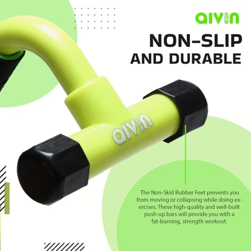 Image of AIVIN Pro-Active Curved Push-Up Bar Home Gym Equipment for Men & Women for Training, Exercise Push up Stand Gym Accessories Home Use for Chest, Pushup Anti-Slip Push Ups Stand (Green)