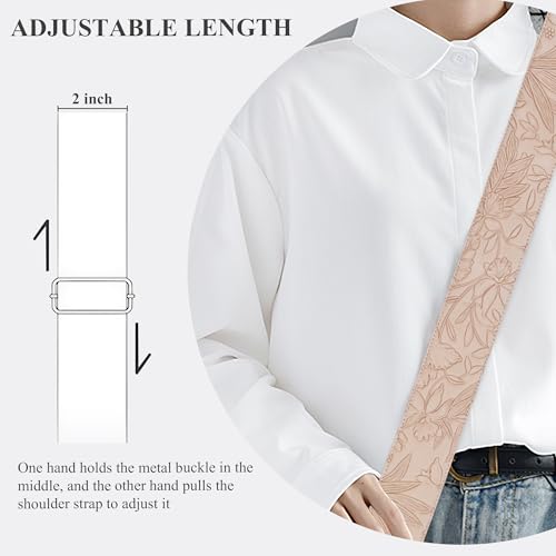Image of Purse Straps Replacement Crossbody,Crochet Purse Strap for Handbags,Wide Shoulder Straps for Bags(1-Carved Light Brown)