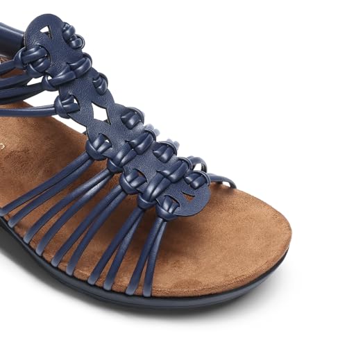 Image of DREAM PAIRS Women's Comfortable Strappy Low Heel Open Toe Slip-On Wedge Sandals Arch Support for Summer Dressy Shoes