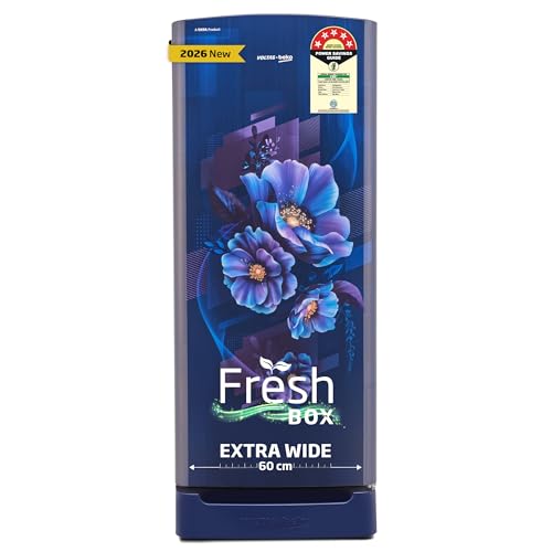 Image of Voltas Beko, A Tata Product 208 L, 5-Star Single Door Direct Cool Refrigerator with Fresh Box Technology (RDC240V / 5W0BBR0M0B00GO, Bonita Blue)