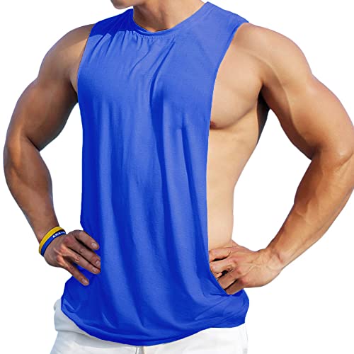 Men's Sleeveless Muscle Stringer Tank Top Cut Open Gym Training Bodybuilding Vest Shirts4