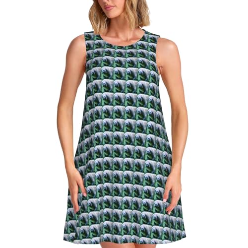 Vestido de verano sin mangas estampado de animales ropa casual de playa moda mujer cómoda