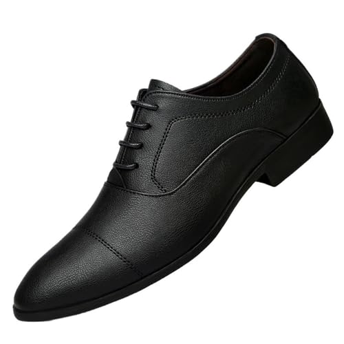 Mens Lace Up Leather Oxfords Classic Pointed Toe Formal Dress Shoes for Office