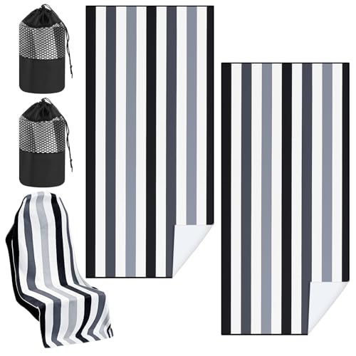 Image of 2 Pack Car Seat Towel Cover with Storage Bag, Black Vertical Stripes | 63 x 32 in Car Towel Seat Cover Non Slip Waterproof, Gym Workout Swimming Running, Machine Washable Sweat Absorbent Protector