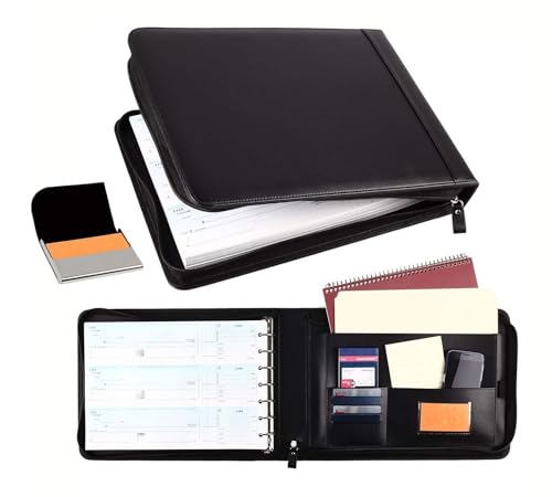for 2Fold Zippered Business Checkbook Binder - 7 Ring Binder for Business Checks ...