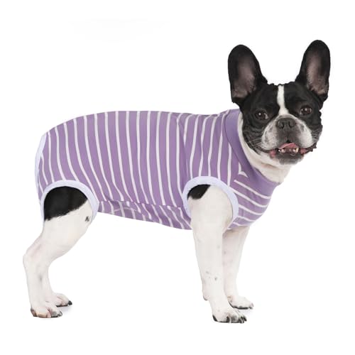 Image of Recovery Suits for Small Dogs, Dog Cat Surgery Suits Prevent Licking Double Care Abdominal Protection Onesie for Female Male (Purple, Small)