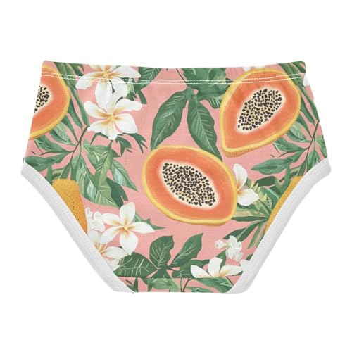 Wusikd Papayas Girls' Underwear Cotton Tropical Flowers Leaves Girls Briefs Soft Toddler Underwear 2T2