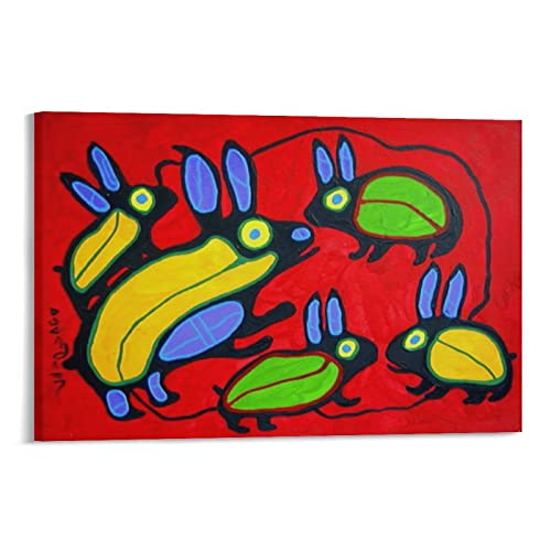 Bild: Norval Morrisseau Naive Art Painting Poster Famliy of Rabbits Wanddekoration Modern Home Artworks 30x45cm f�r 34,57 EUR bei amazon.de