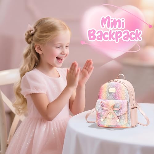 Image of I IHAYNER Girls Bowknot Cute Leather Backpack Mini Backpack Purse for Women