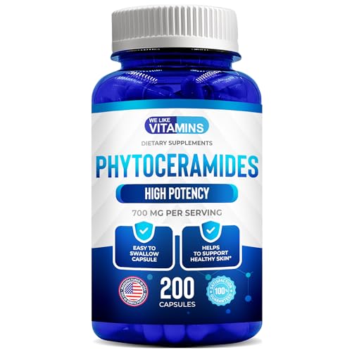 We Like Vitamins Phytoceramides 700mg - 200 Capsules All Natural Wheat Free and Plant Based - Phytoceramide Supplement - Skin Supplement for Women - Ceramides for Skin Hydration, Repair, Rejuvenation
