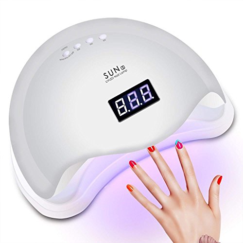 RIXOW Candeeiro secador de unhas, 48 W, LED/UV, candeeiro temporizador profissional de gel para manicure e pedicure com sensor, grande espaço interior, painel removível, 3 modos, branco