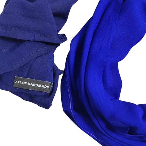 Blue Cotton Handmade Scarf – Lightweight Shawl, Wrap, Head Wrap & Hair Scarf for Women – Boho, Ethnic, Desert Nomad Style – Soft Natural Cotton Fashion Accessory3